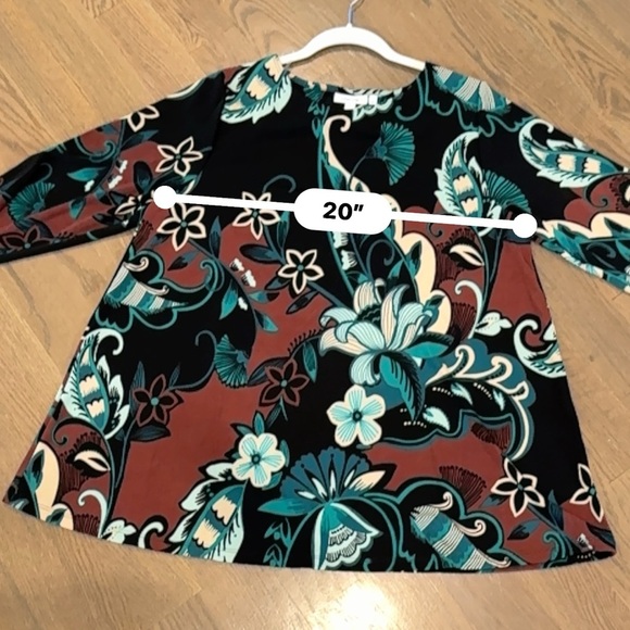 Chico's Travelers Womens Floral Tunic Top Sz 3 Multicolor 3/4 Sleeve - Picture 4 of 6